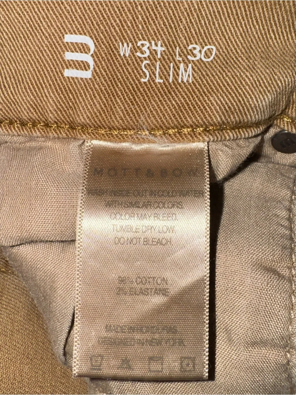Mott & Bow Slim Mercer Jeans Khaki Men’s Size 34 x 30